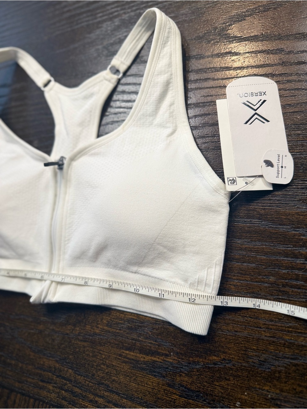 Xersion White Front-Zip Racerback Sports Bra - Picture 5 of 6